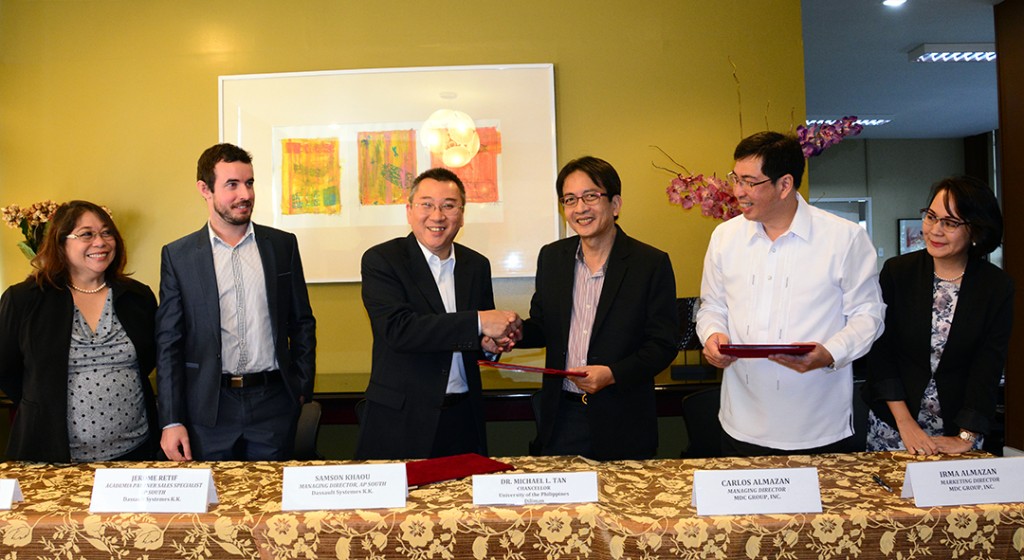  Officials at the signing from left: Matias, Retif, Khaou, Tan, Carlos Almazan  and Irma Almazan.