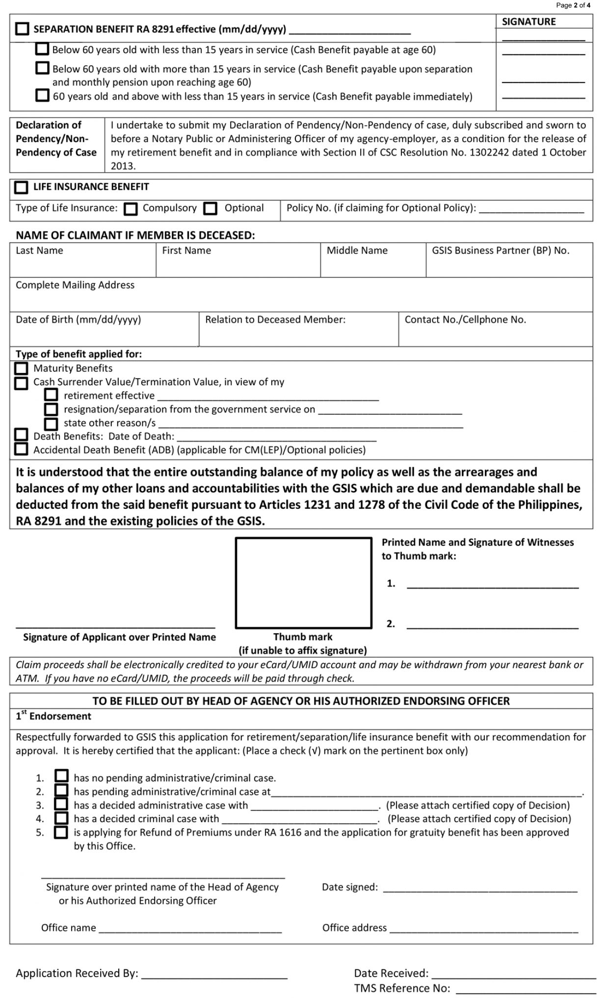 Retirement Forms (GSIS & Letter of Intent to retire) for submission