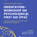 Orientation-Workshop on Psychological First Aid (PFA)