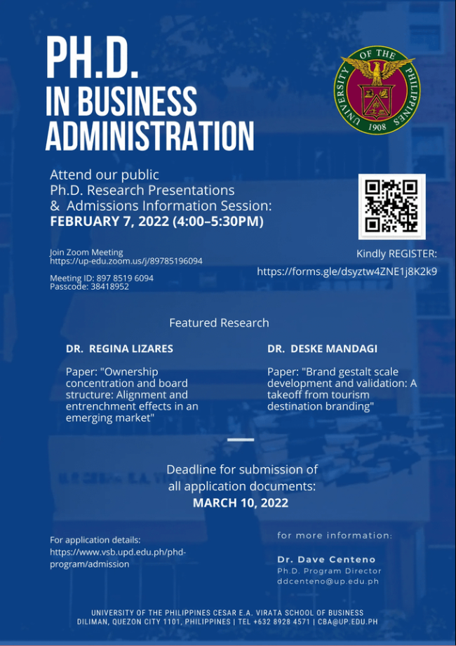 Ph.D. in Business Administration: Research Presentations & Admissions Information Session