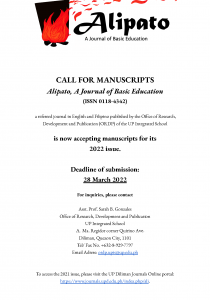 Call for Manuscripts: Alipato: A Journal of Basic Education