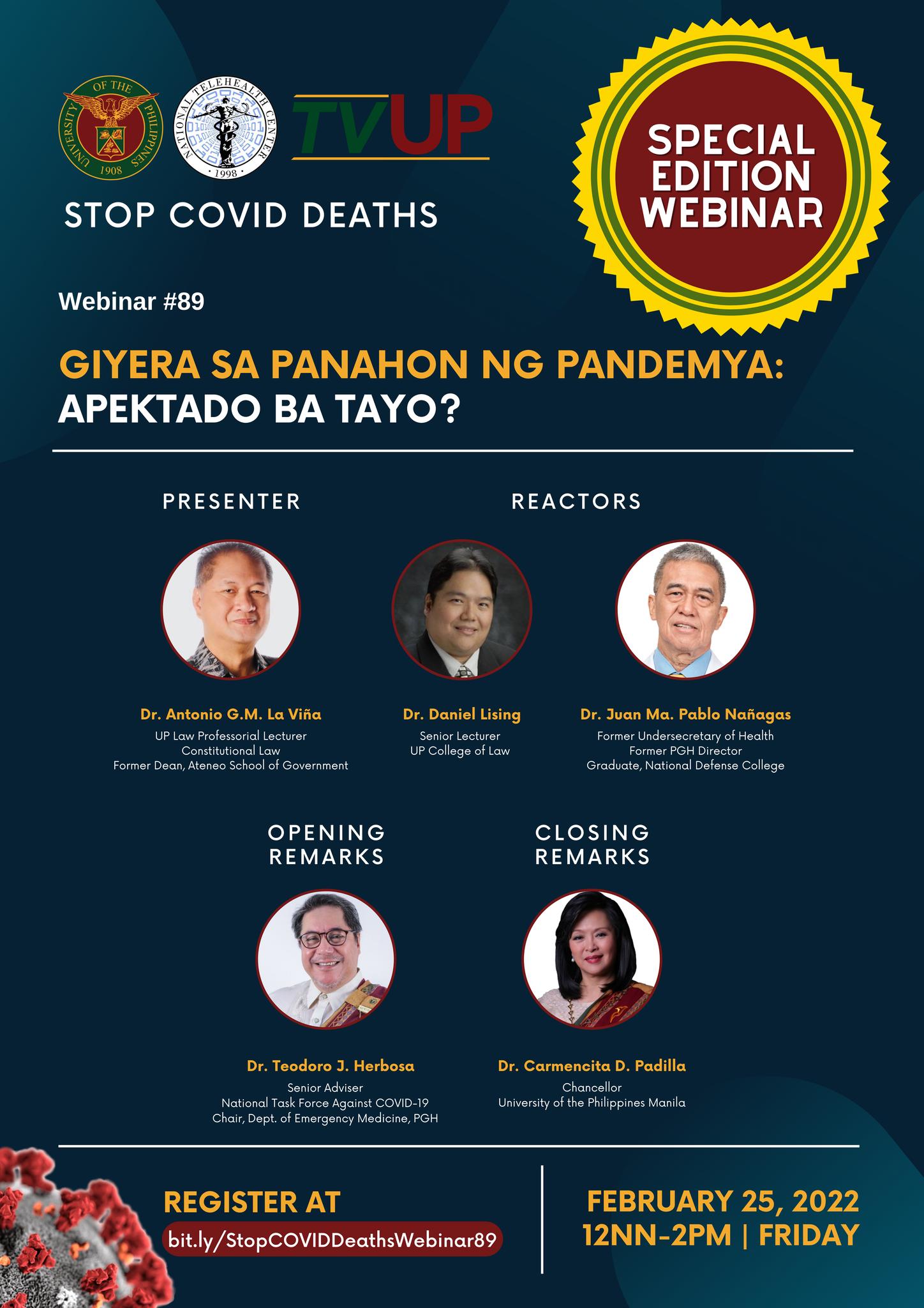 Stop COVID Deaths: Giyera sa Panahon ng Pandemya: Apektado Ba Tayo?