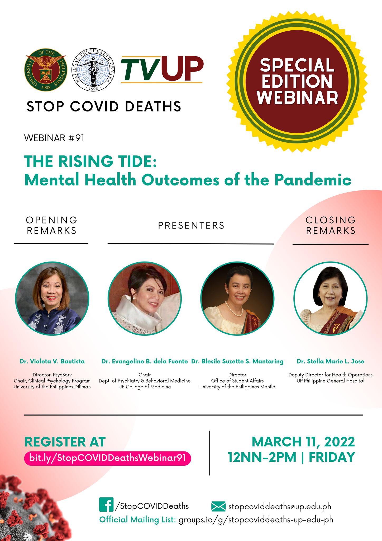 Stop COVID Deaths: The Rising Tide: Mental Health Outcomes of the Pandemic