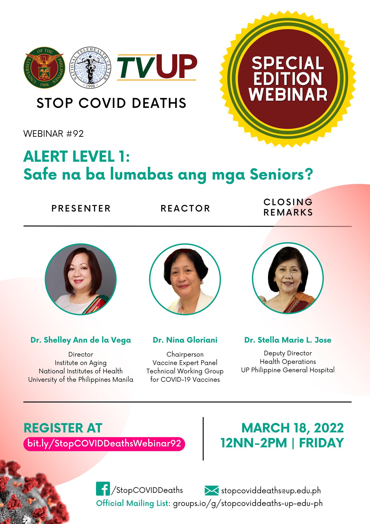 Stop COVID Deaths: Alert Level 1: Puwede na ba lumabas ang mga Senior?