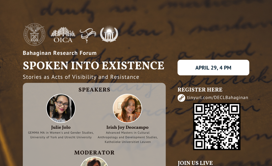 Bahaginanan Research Forum: Spoken into Existence: Stories as Acts of Visibility and Resistance