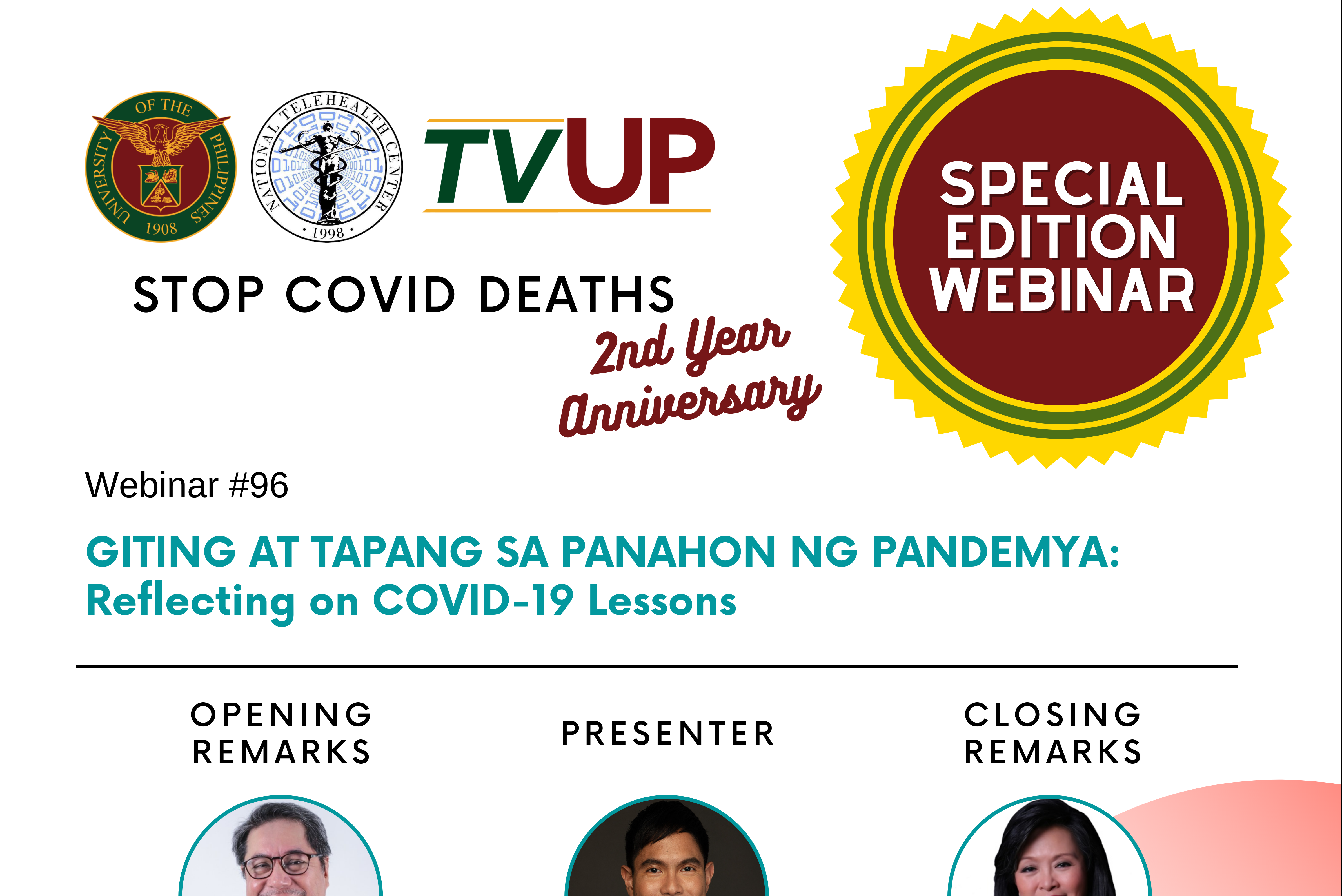 Stop COVID Deaths: Giting at Tapang sa Panahon ng Pandemya: Reflecting on COVID-19 Lessons