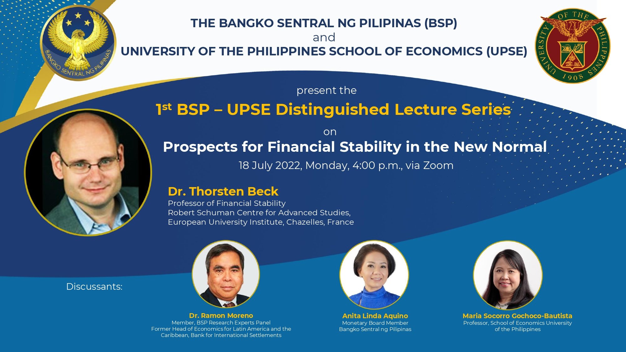 BSP-UPSE Distinguished Lecture Series on Prospects for Financial Stability in the New Normal