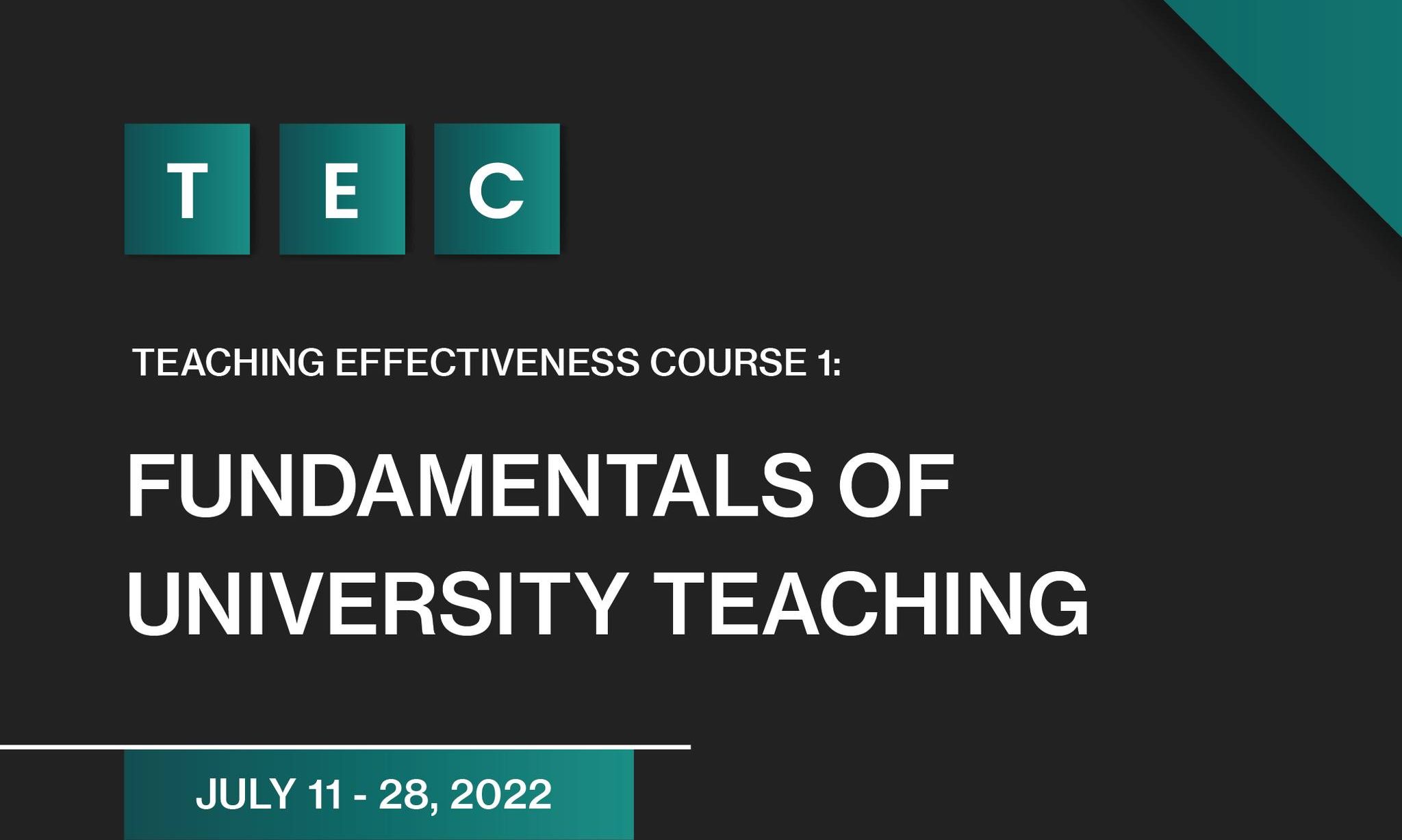 Teaching Effectiveness Course 1: Fundamentals of University Teaching