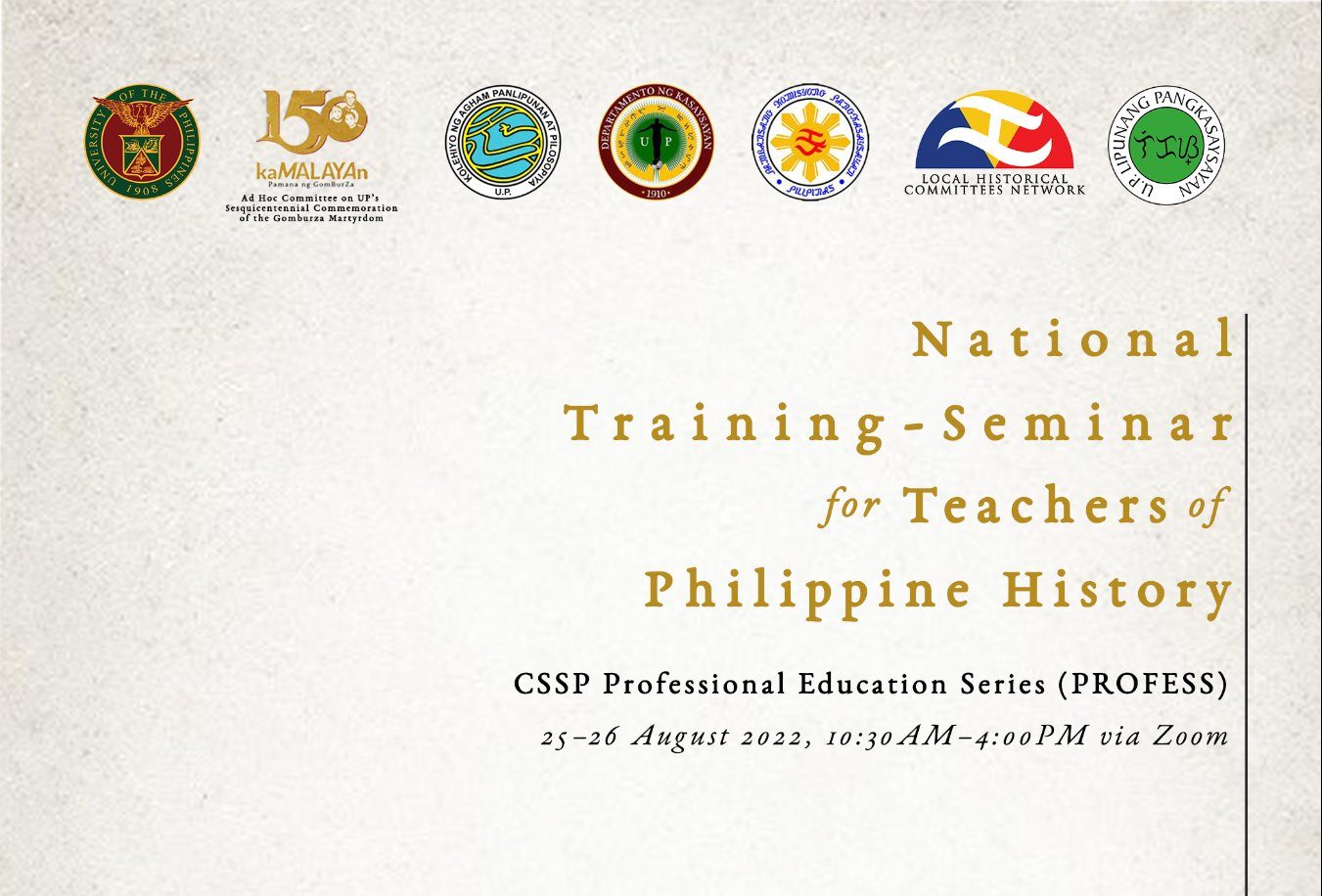 National TrainingSeminar for Teachers of Philippine History