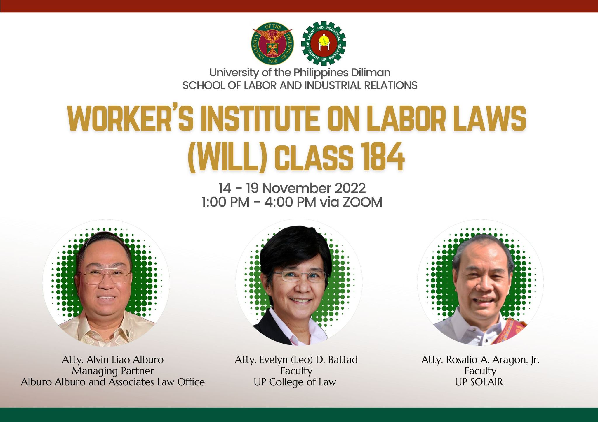 Workers’ Institute on Labor Laws Class 184