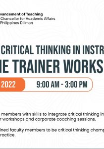 Integrating Critical Thinking in Instruction: Train the Trainer Workshops