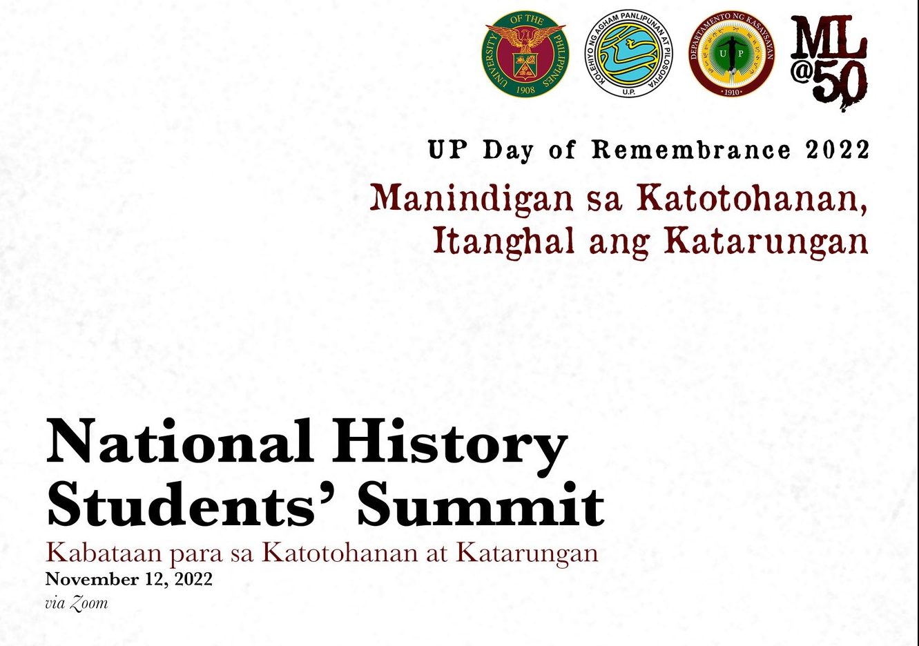 National History Students’ Summit 2022: Kabataan para sa Katotohanan at Katarungan