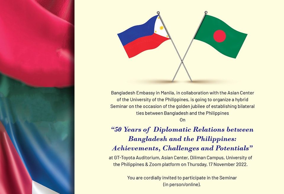 50 Years of Diplomatic Relations Between Bangladesh and the Philippines: Achievements, Challenges, and Potentials