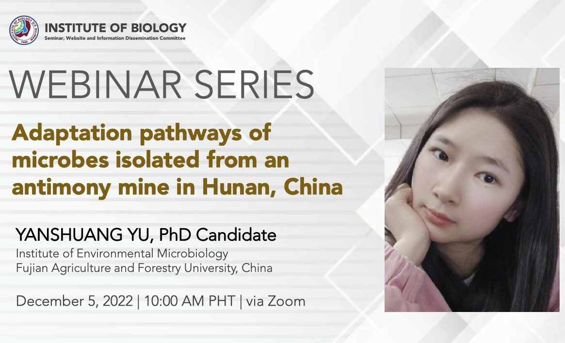 IB Webinar Series: Adaptation Pathways of Microbes Isolated from an Antimony Mine in Hunan, China