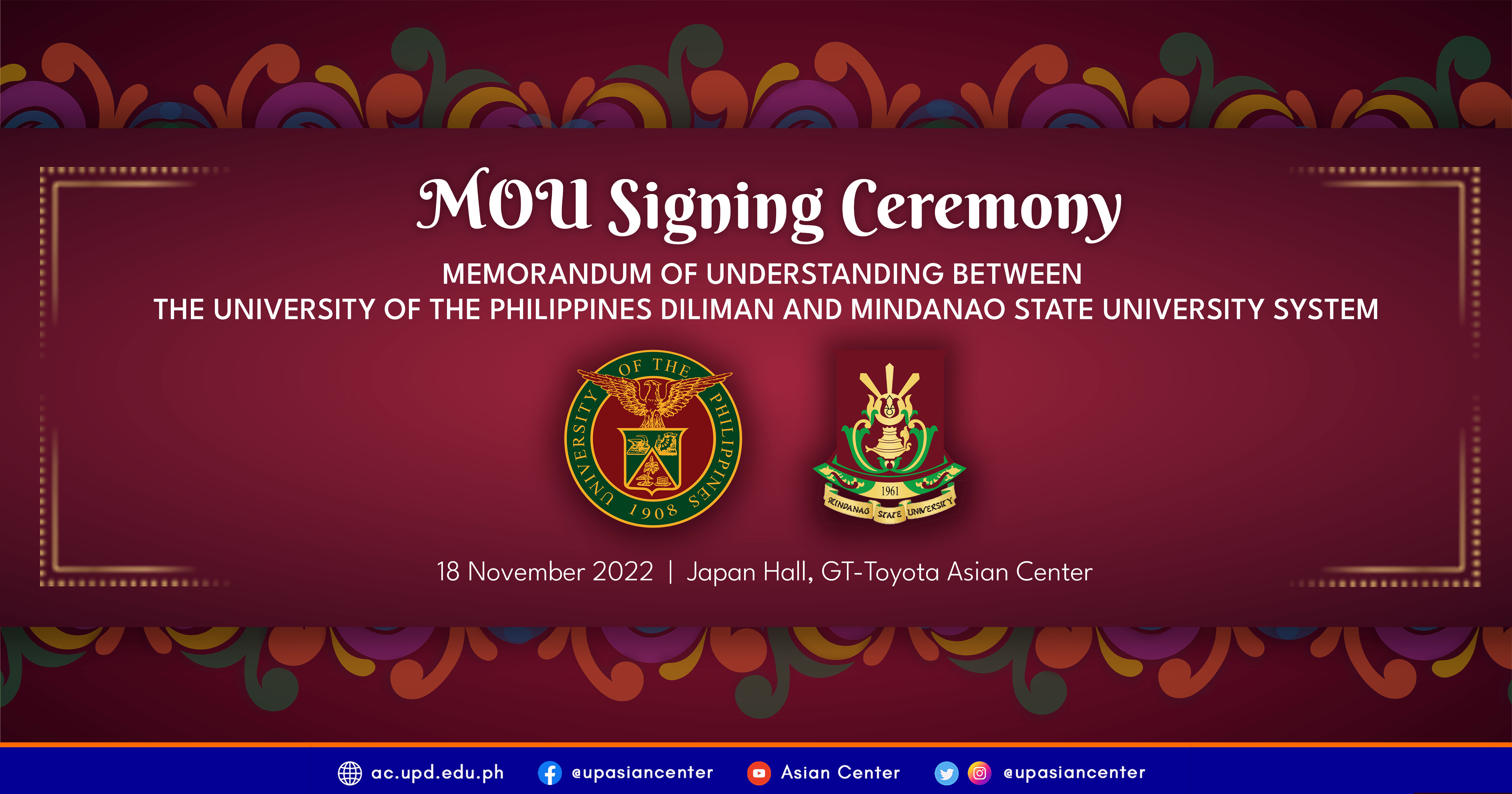 MOU Signing Ceremony: Memorandum of Understanding Between the UP Diliman and Mindanao State University System