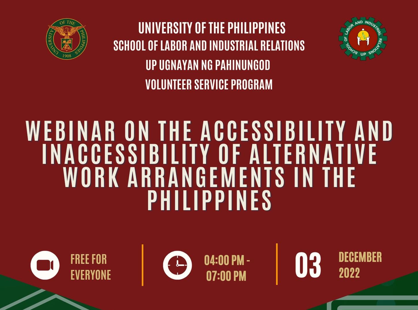 Webinar on the Accessibility and Inaccessibility of Alternative Work Arrangements in the Philippines