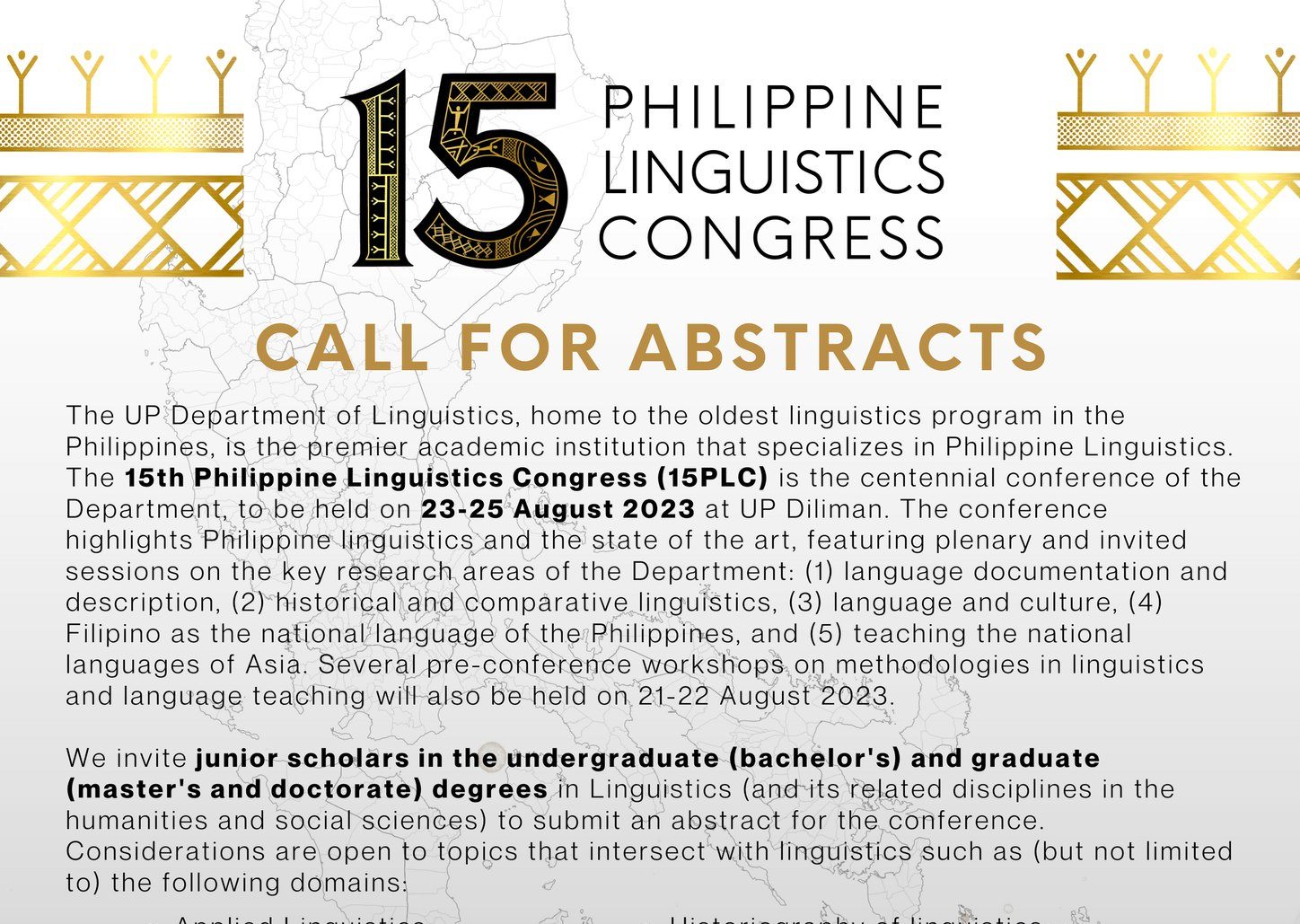 Call for Abstracts: 15th Philippine Linguistics Congress