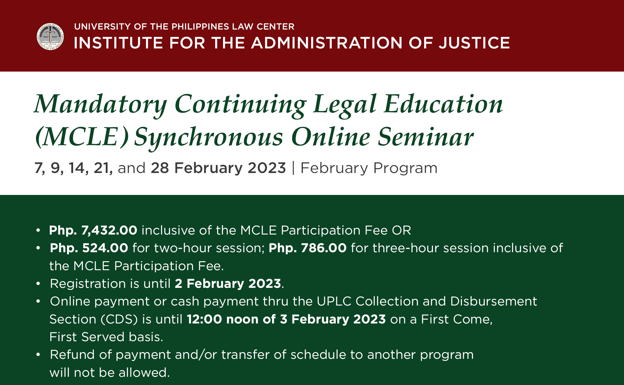 Mandatory Continuing Legal Education Synchronous Online Seminar