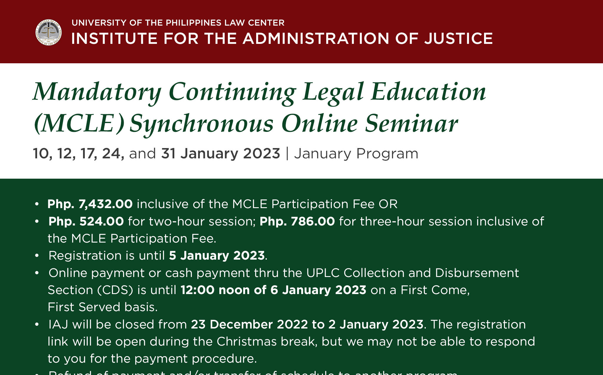 Mandatory Continuing Legal Education Synchronous Online Seminar