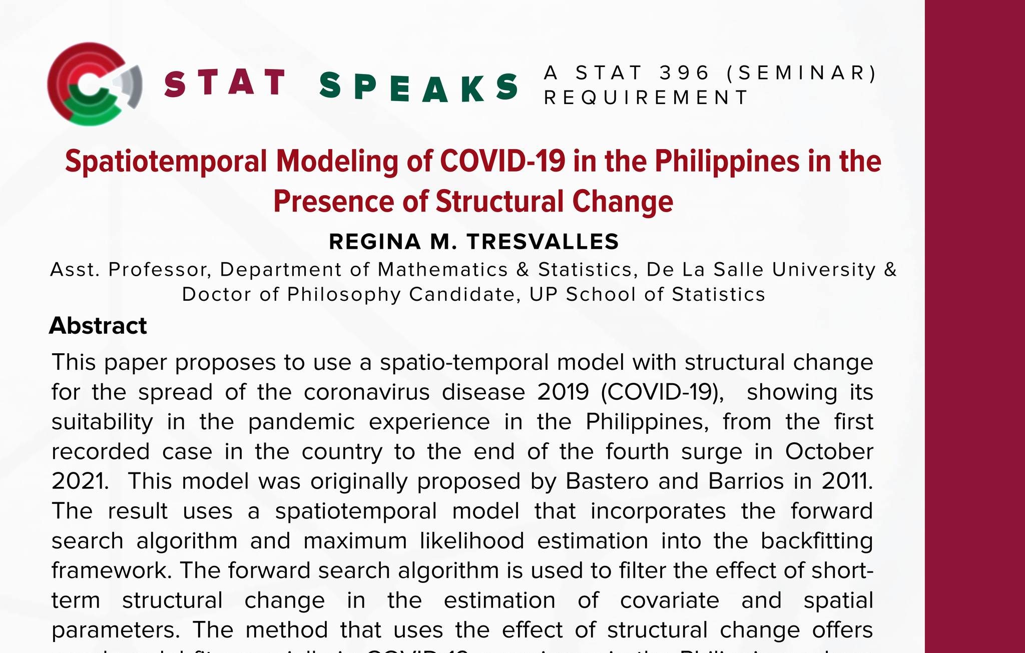 Stat Speaks: Spatiotemporal Modeling of COVID-19 in the Philippines in the Presence of Structural Change