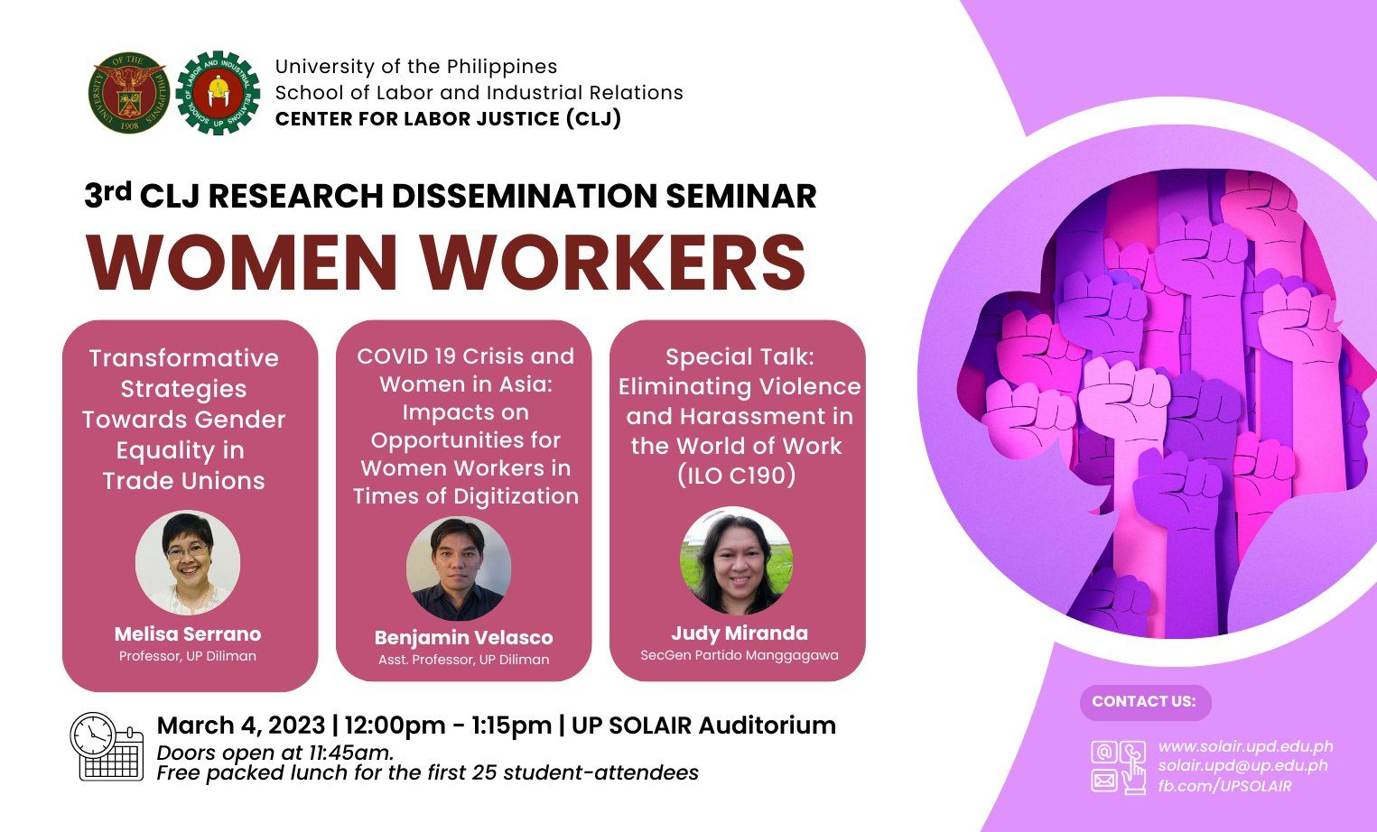 3rd CLJ Research Dissemination Seminar: Women Workers