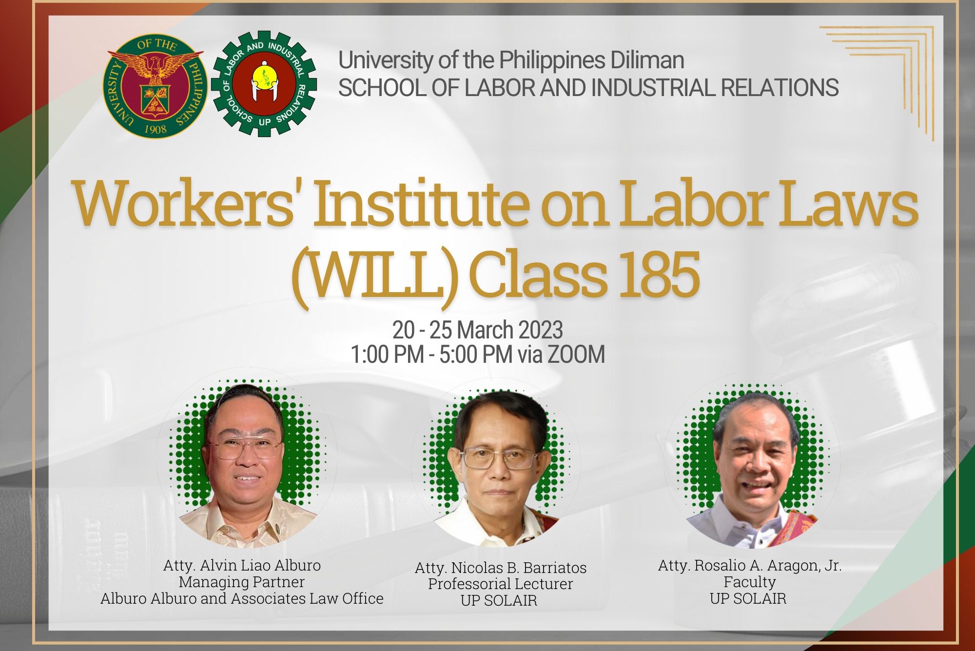 Workers’ Institute on Labor Laws Class 185