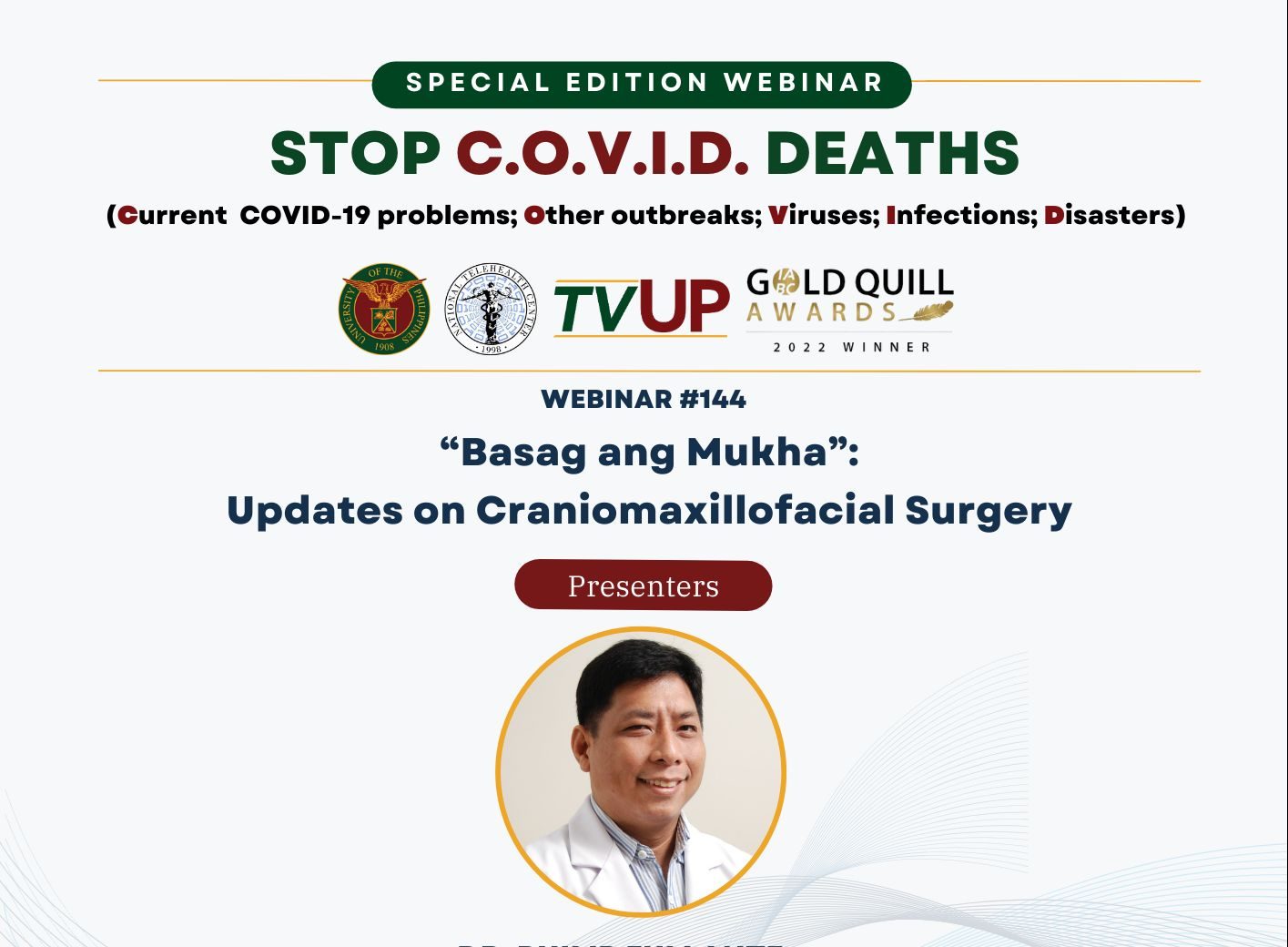 Stop COVID Deaths Webinar: Basag ang Mukha: Updates on Craniomaxillofacial Surgery