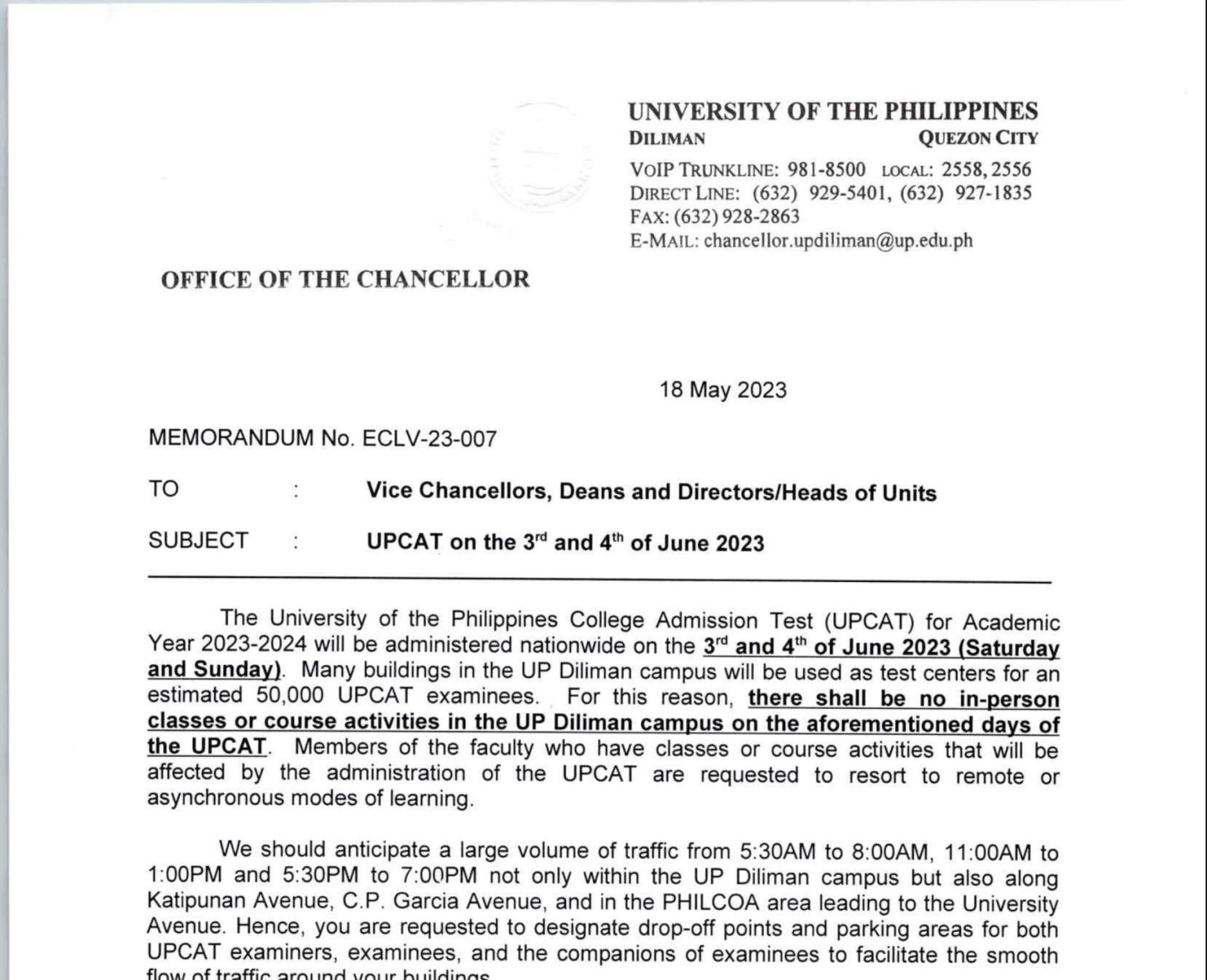 Memorandum No. LMTB-22-07: UP Vehicle Sticker for Academic Year 2022 ...