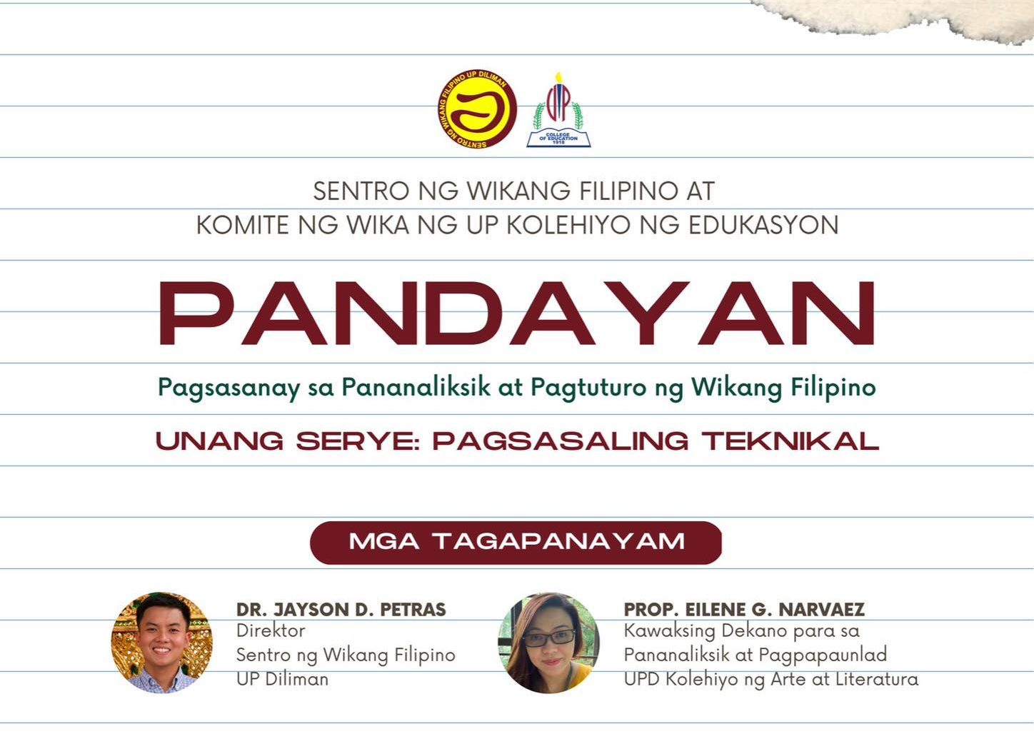 Pandayan 2023: Pagsasanay sa Pananaliksik at Pagtuturo ng Wikang Filipino