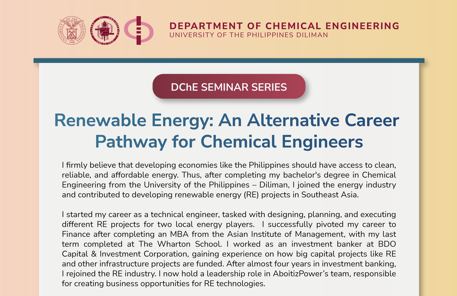 Renewable Energy: An Alternative Career Pathway for Chemical Engineers