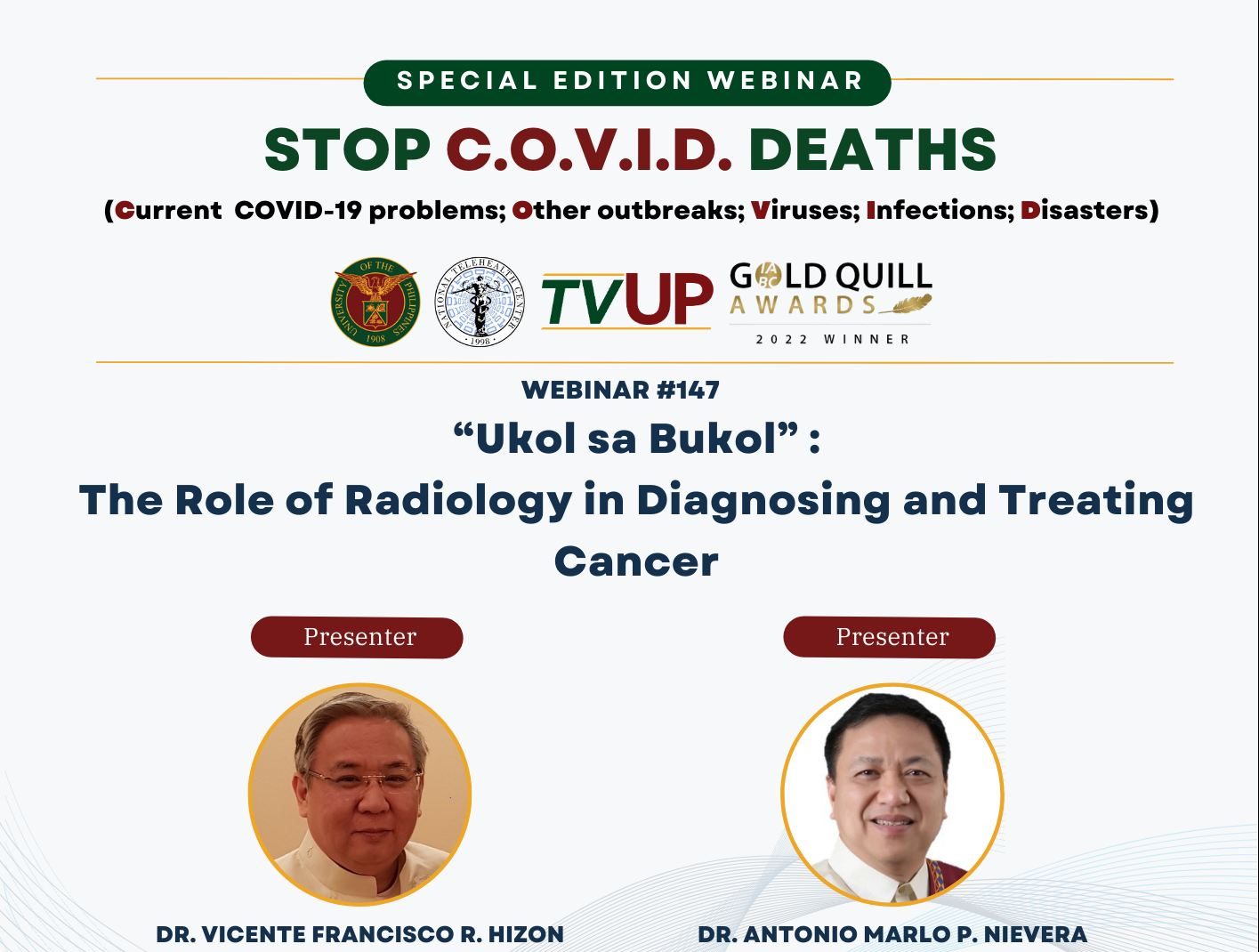 Stop COVID Deaths Webinar: Ukol sa Bukol: The Role of Radiology in Diagnosing and Treating Cancer