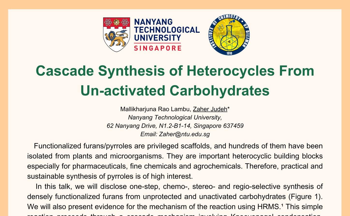 Cascade Synthesis of Heterocycles From Un-activated Carbohydrates