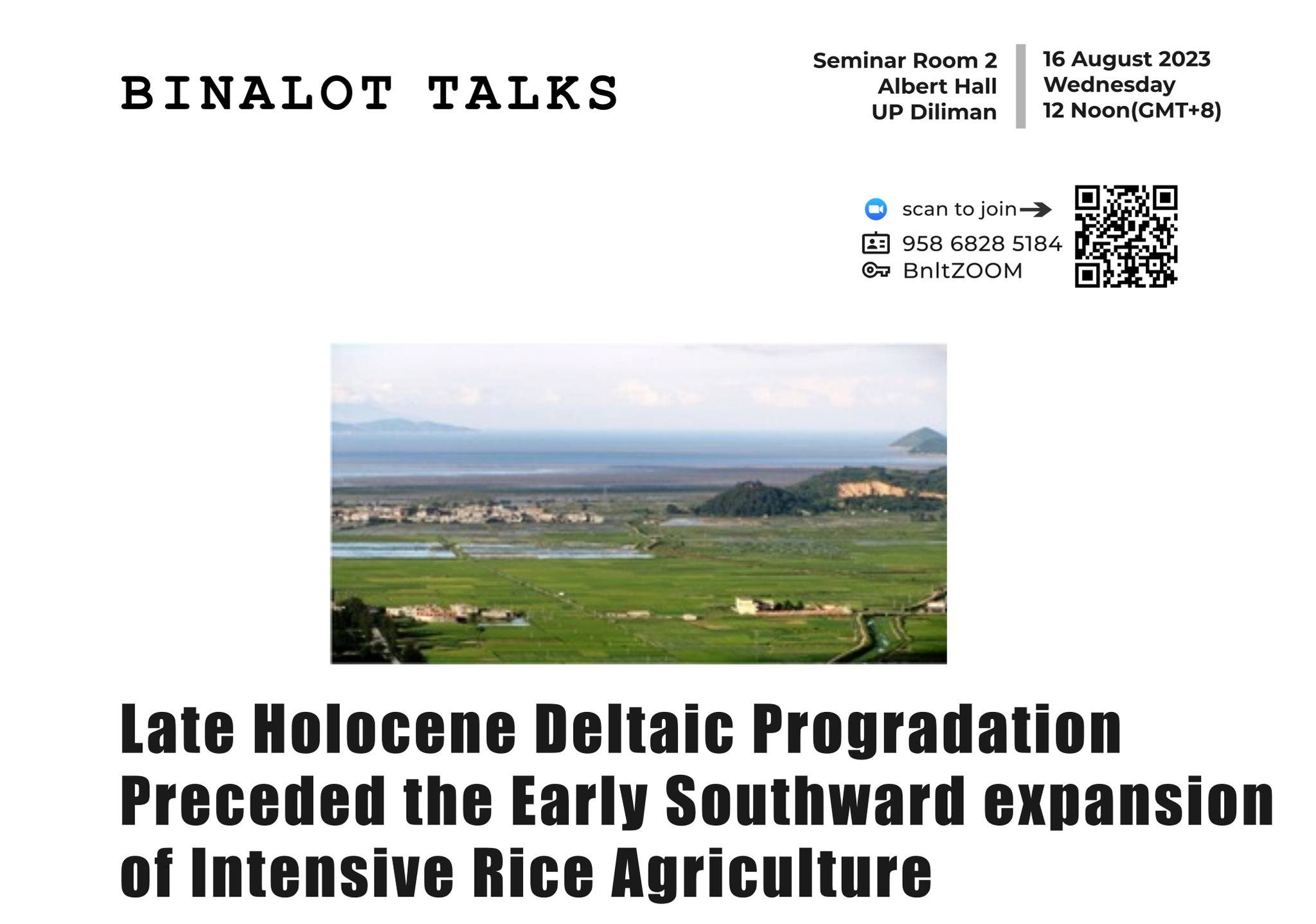 Late Holocene Deltaic Progradation Preceded the Early Southward Expansion of Intensive Rice Agriculture