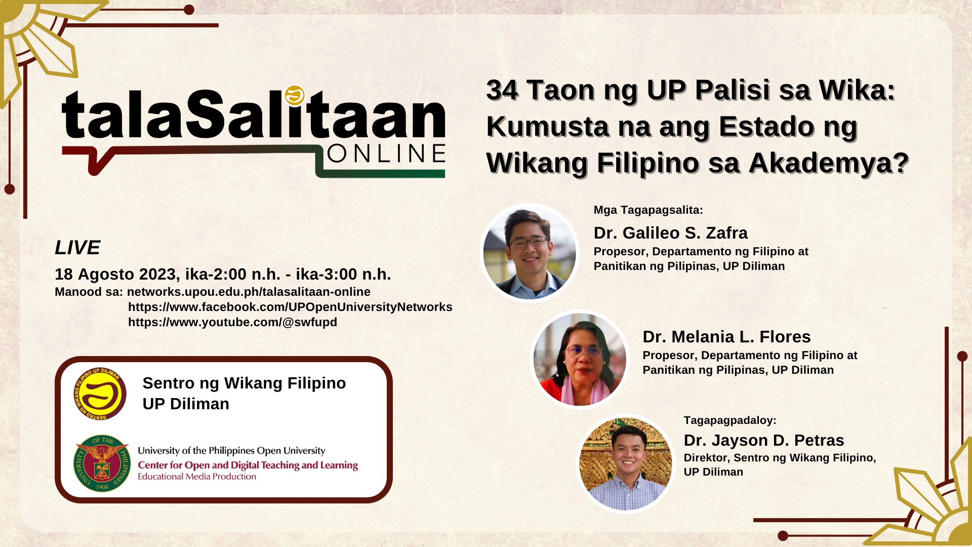 talaSalitaan Online: Talakayan sa Wikang Filipino, Akademya, at Bayan