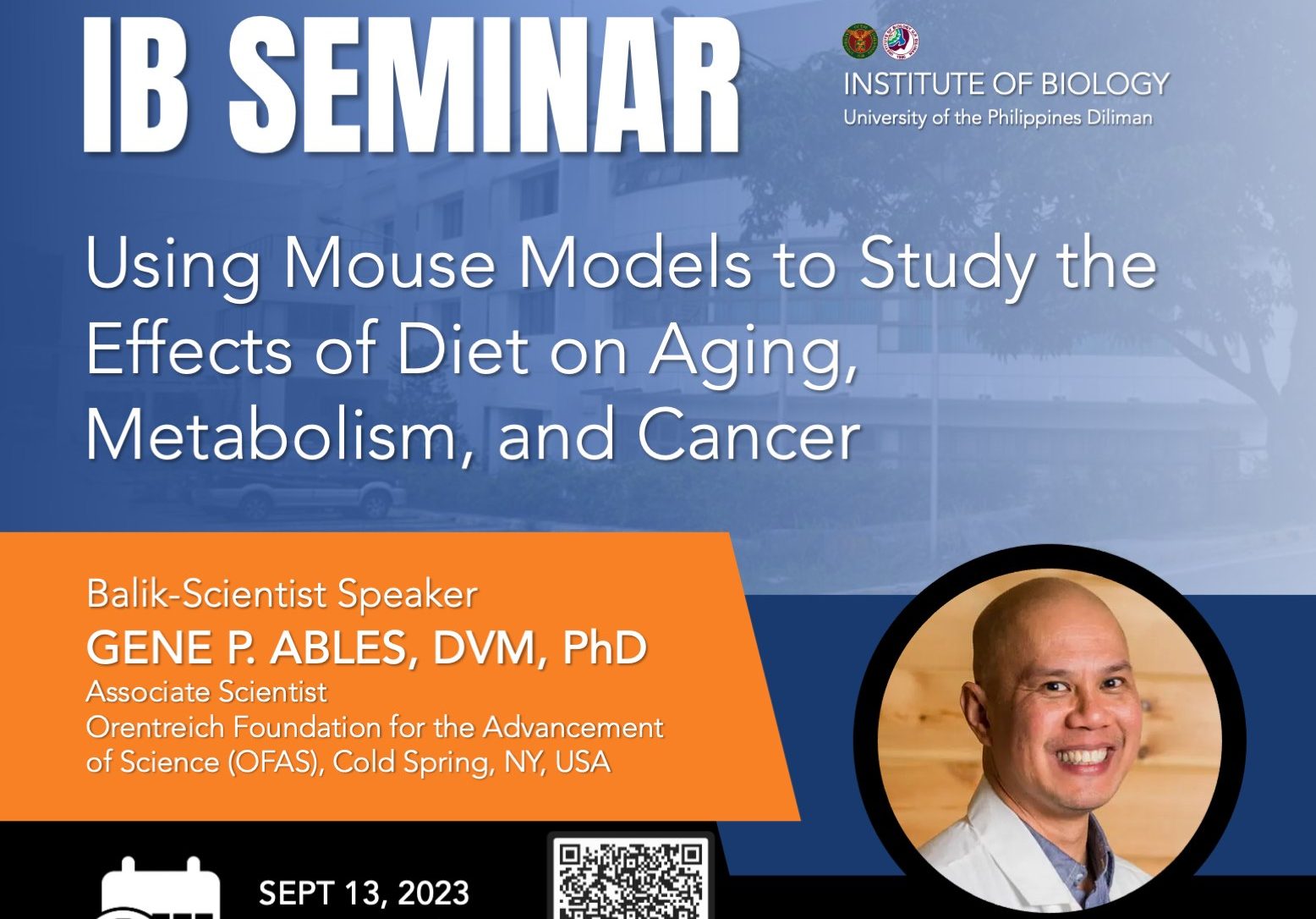 Balik-Scientist Seminar: Using Mouse Models to Study the Effects of Diet on Aging, Metabolism, and Cancer