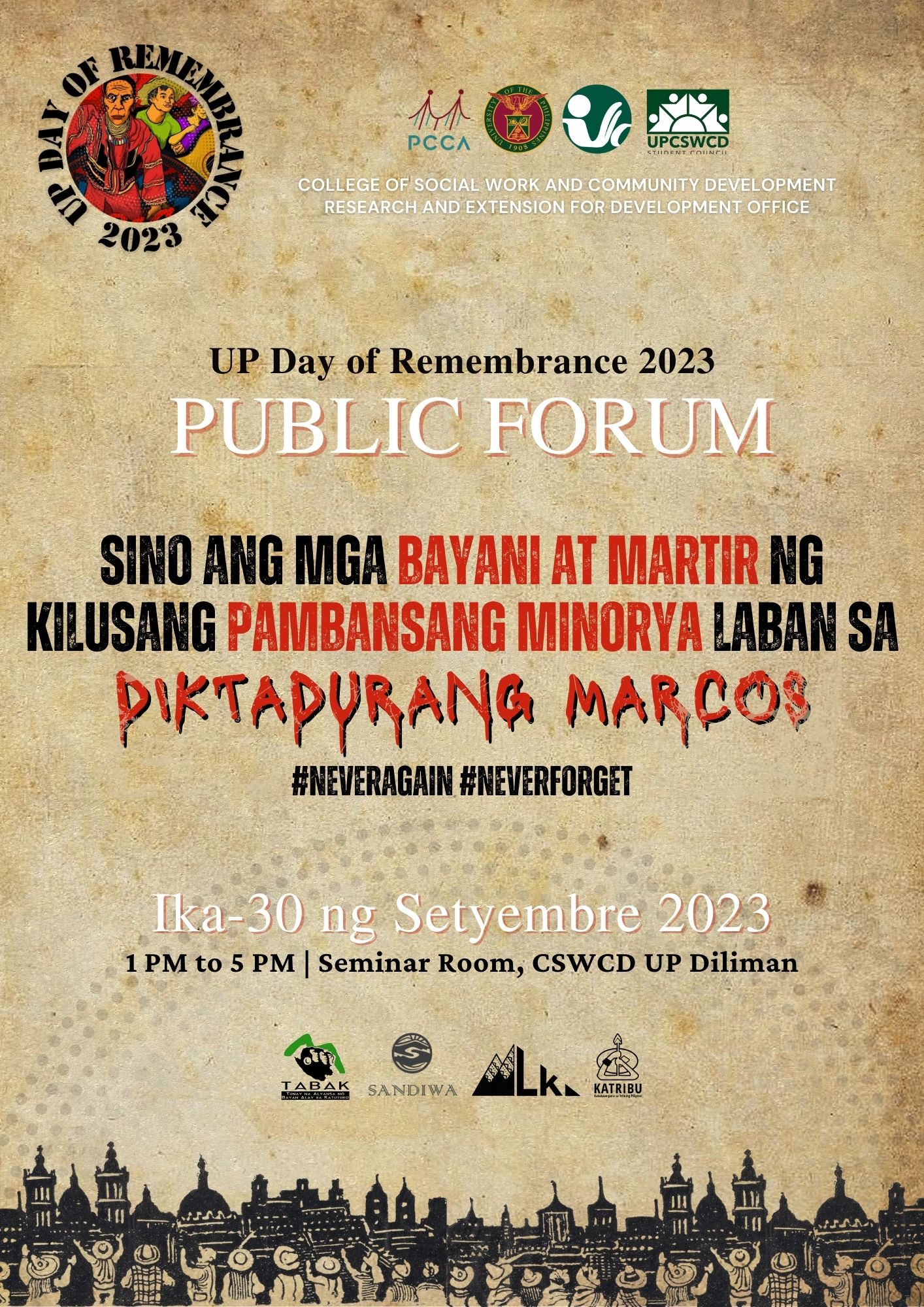 CSWCD Day of Remembrance 2023 Public Forum: Mga Bayani at Martir ng Pambansang Minorya