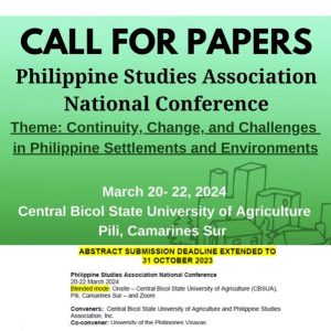 Call for Papers: Philippine Studies Association National Conference