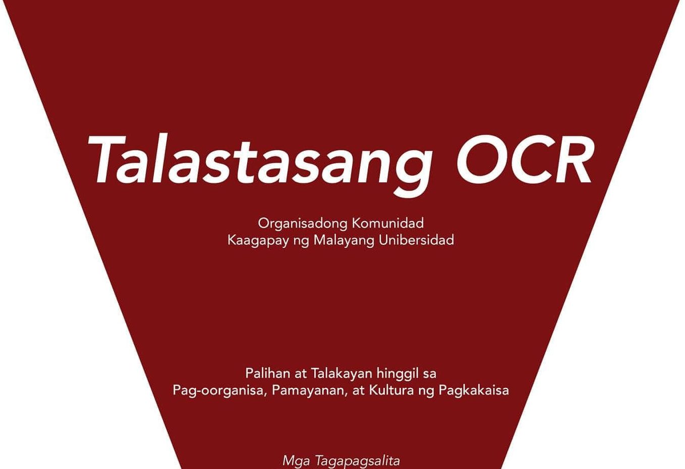 Talastasang OCR: Organisadong Komunidad Kaagapay ng Malayang Unibersidad