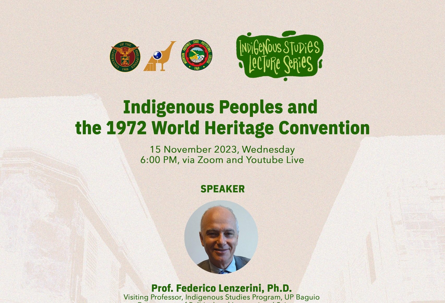 4th Indigenous Studies Lecture Series: Indigenous Peoples and the 1972 World Heritage Convention