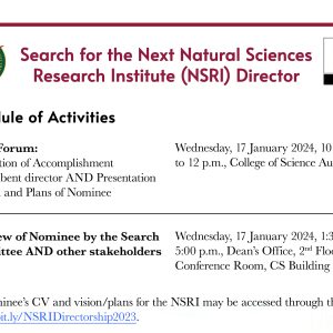 Public Forum: Search for the Next Director of the Natural Sciences Research Institute