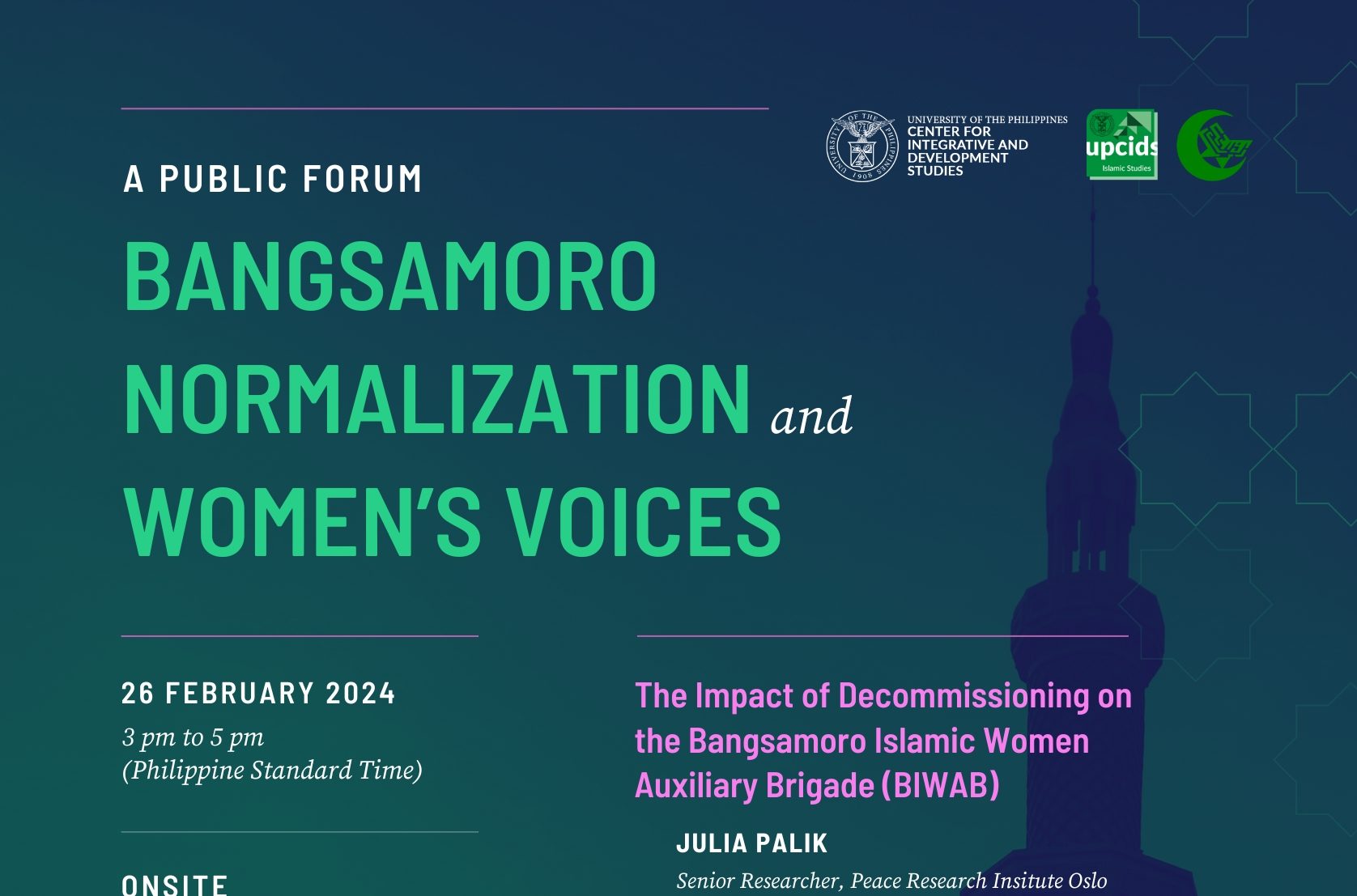 Bangsamoro Normalization and Women’s Voices: A Public Forum