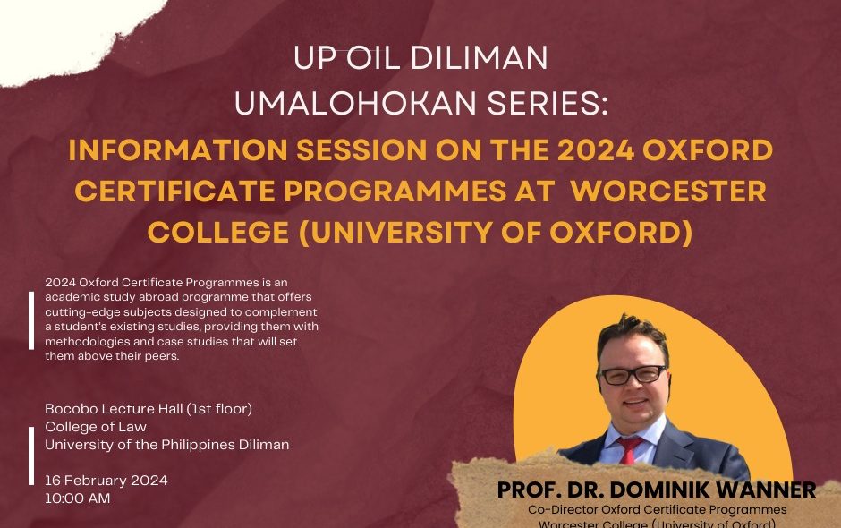 Umalohokan Series: Information Session on the 2024 Oxford Certificate Programmes at Worcester College (University of Oxford)