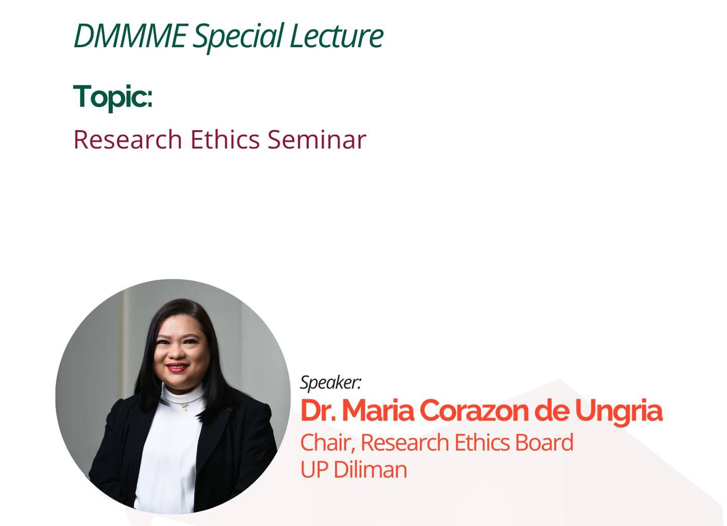 DMMME Special Lecture: Research Ethics Seminar