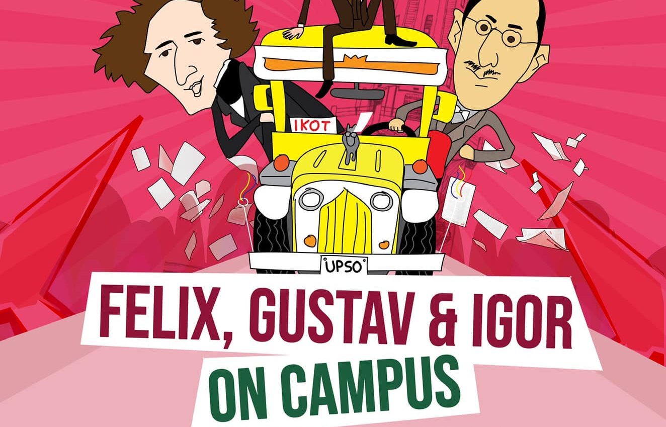 Felix, Gustav, and Igor on Campus