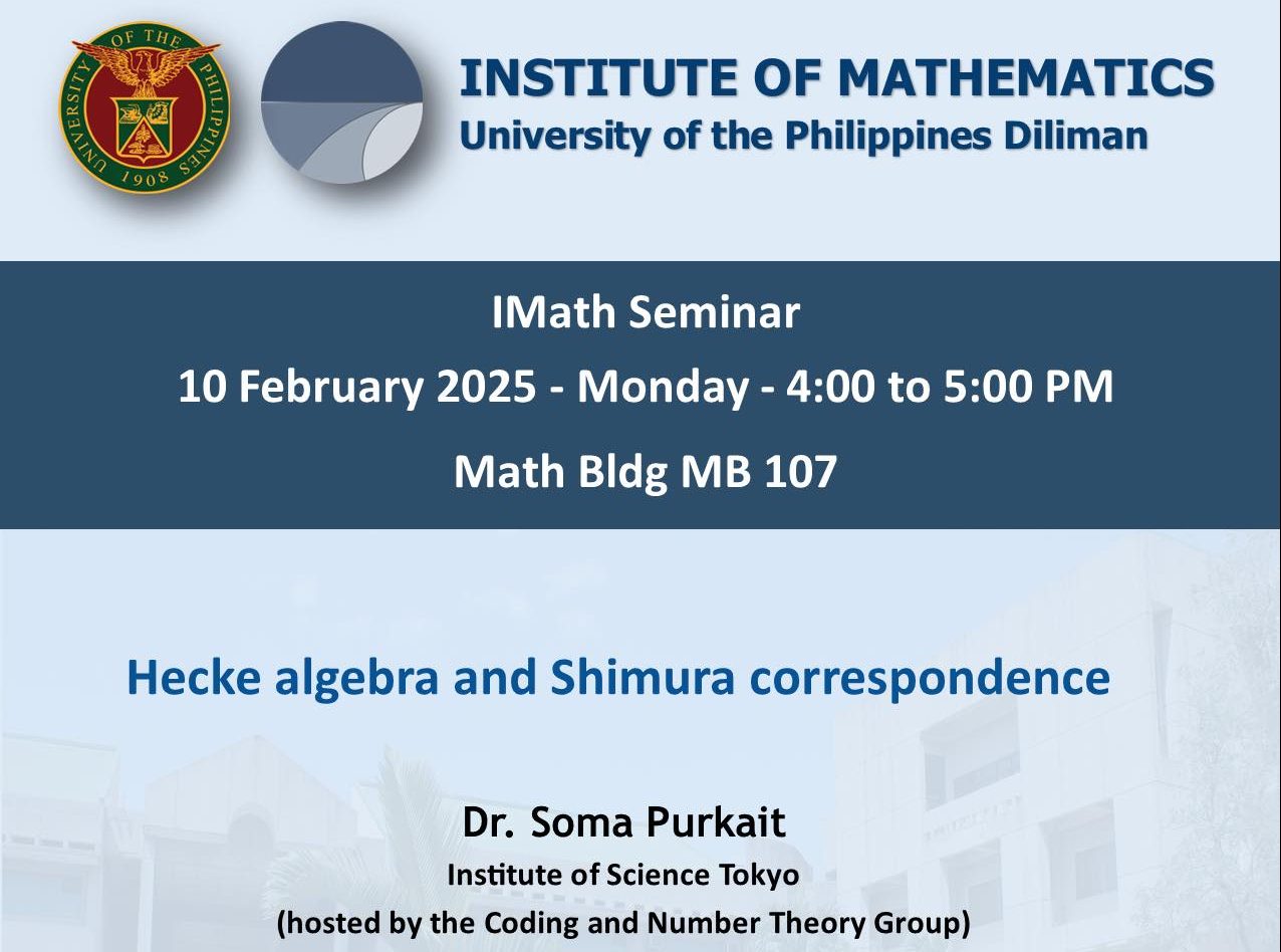 IMath Seminar: Hecke Algebra and Shimura Correspondence