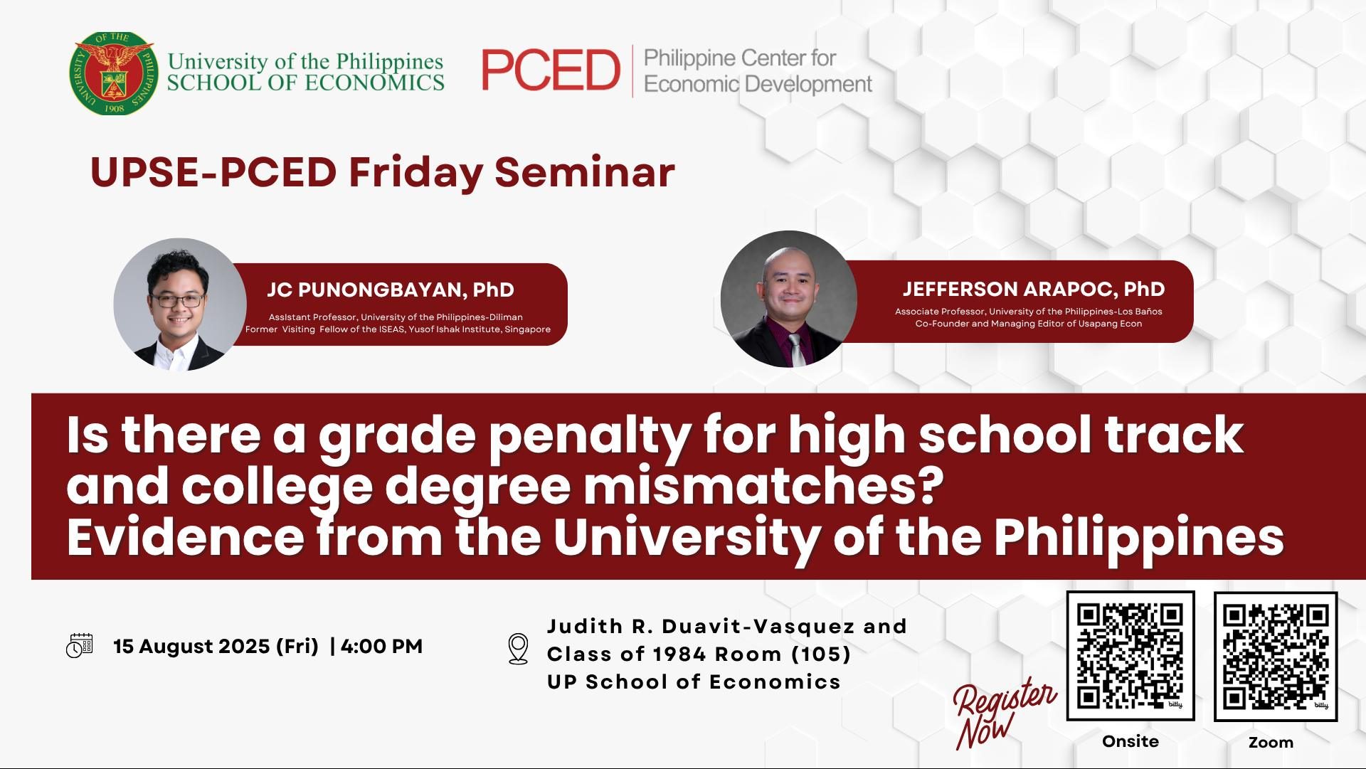 Is There a Grade Penalty for High School Track and College Degree Mismatches? Evidence From the University of the Philippines