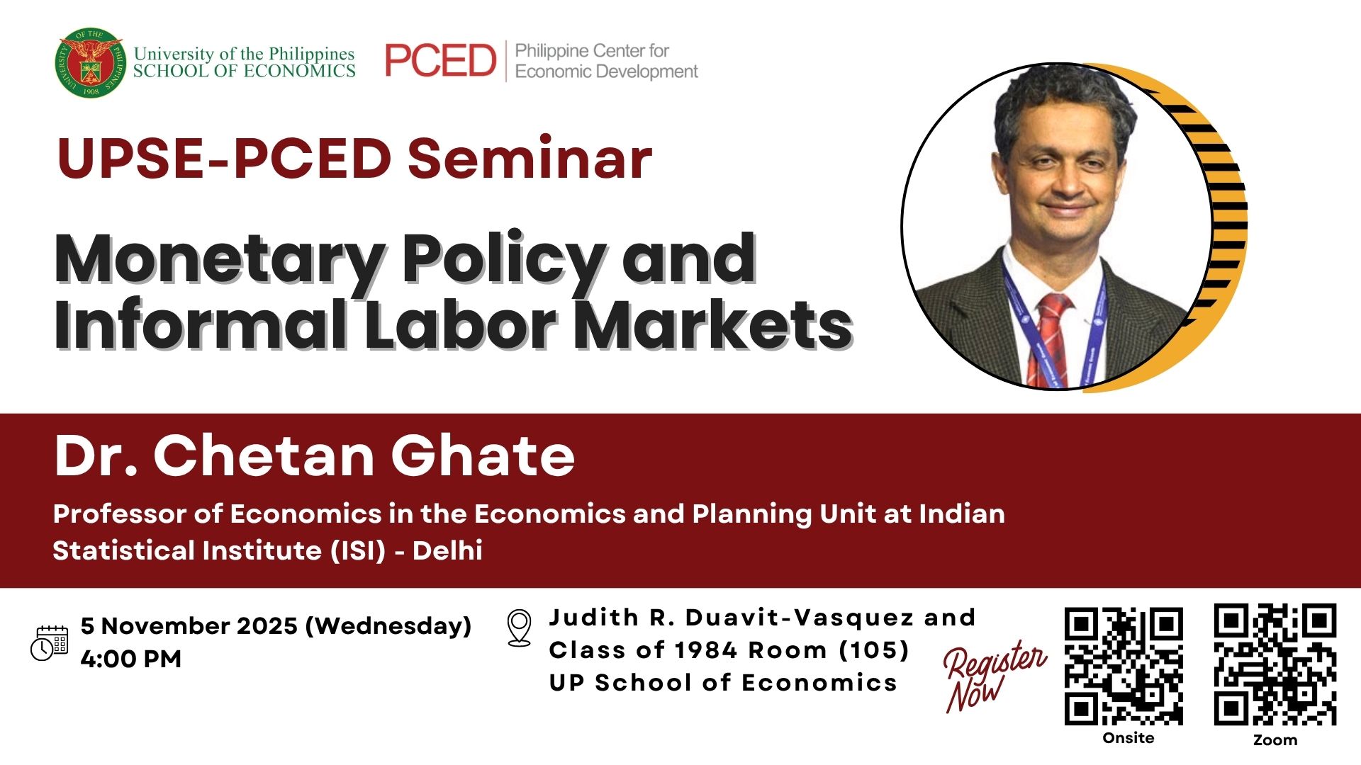 UPSE-PCED Seminar: Monetary Policy and Informal Labor Markets