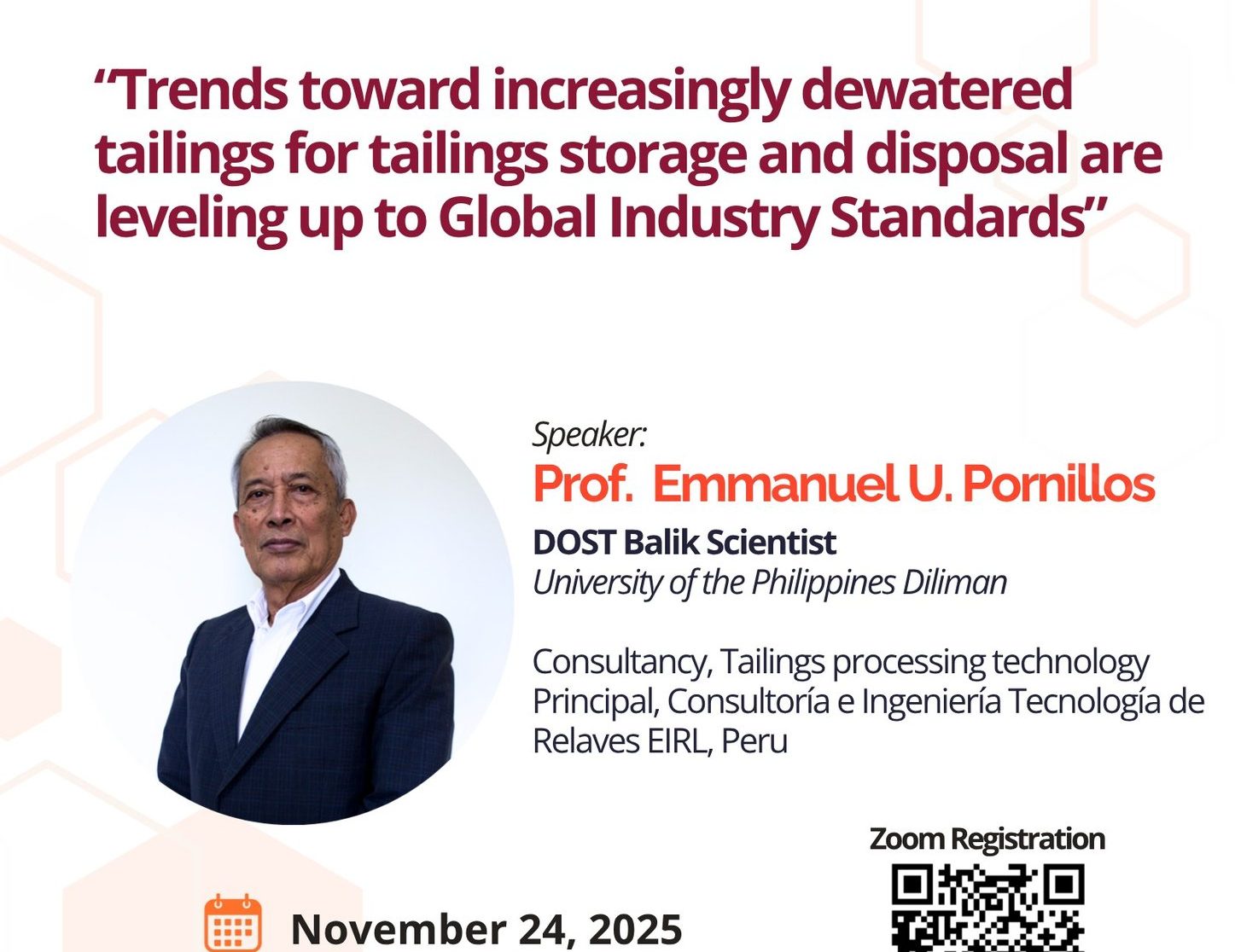 Monthly Lecture Series on Tailings Storage Facilities: Trends Toward Increasingly Dewatered Tailings for Tailings Storage and Disposal are Leveling up to Global Industry Standards