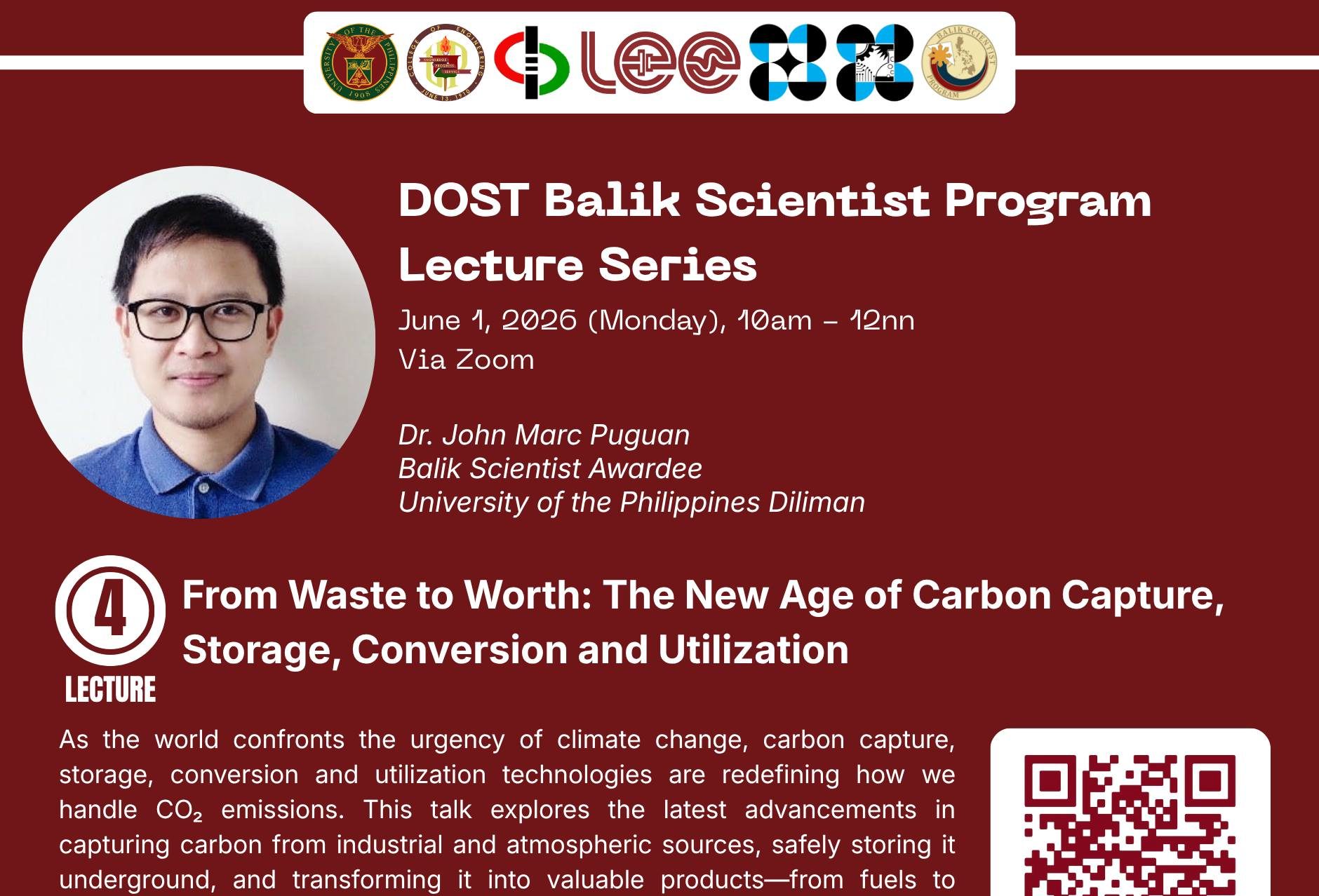 Balik Scientist Lecture Series of Dr. John Marc Puguan