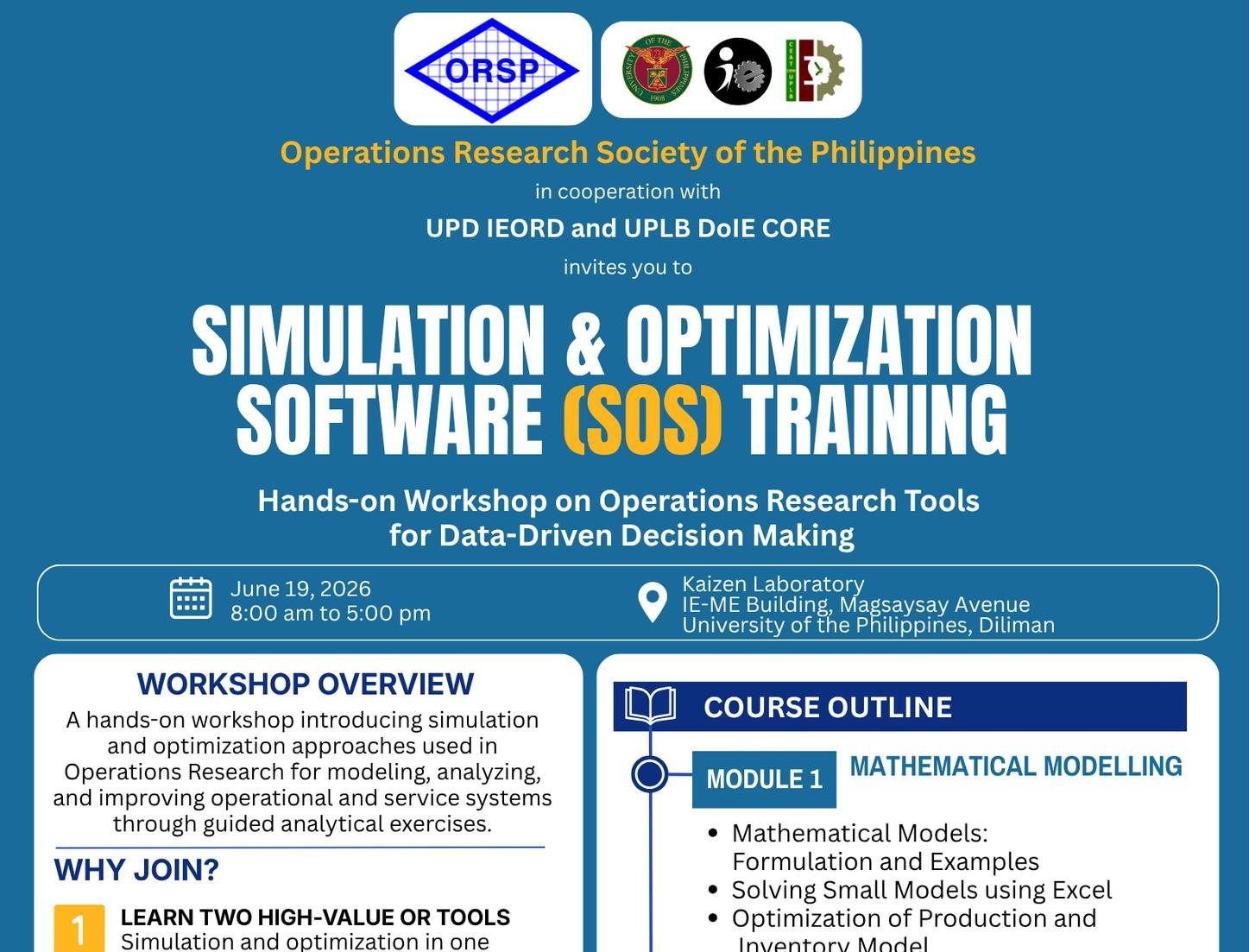 Simulation and Optimization Software (SOS) Training